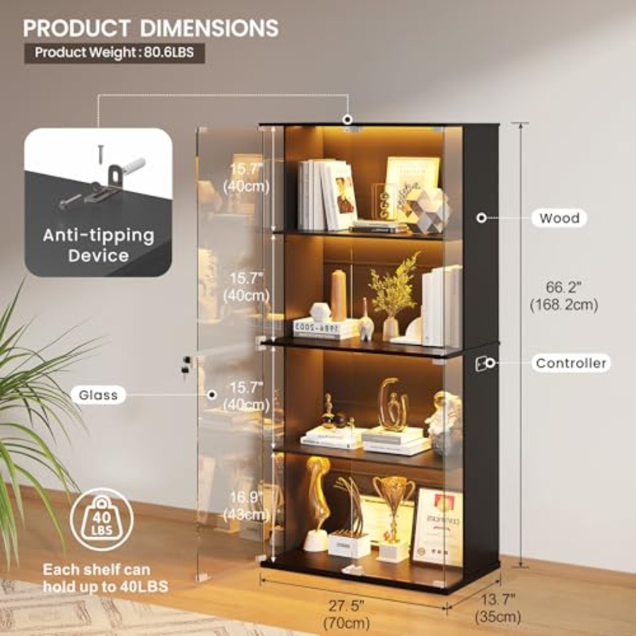 Black Display Cabinet with Gla - Glass Door Hinge review and price