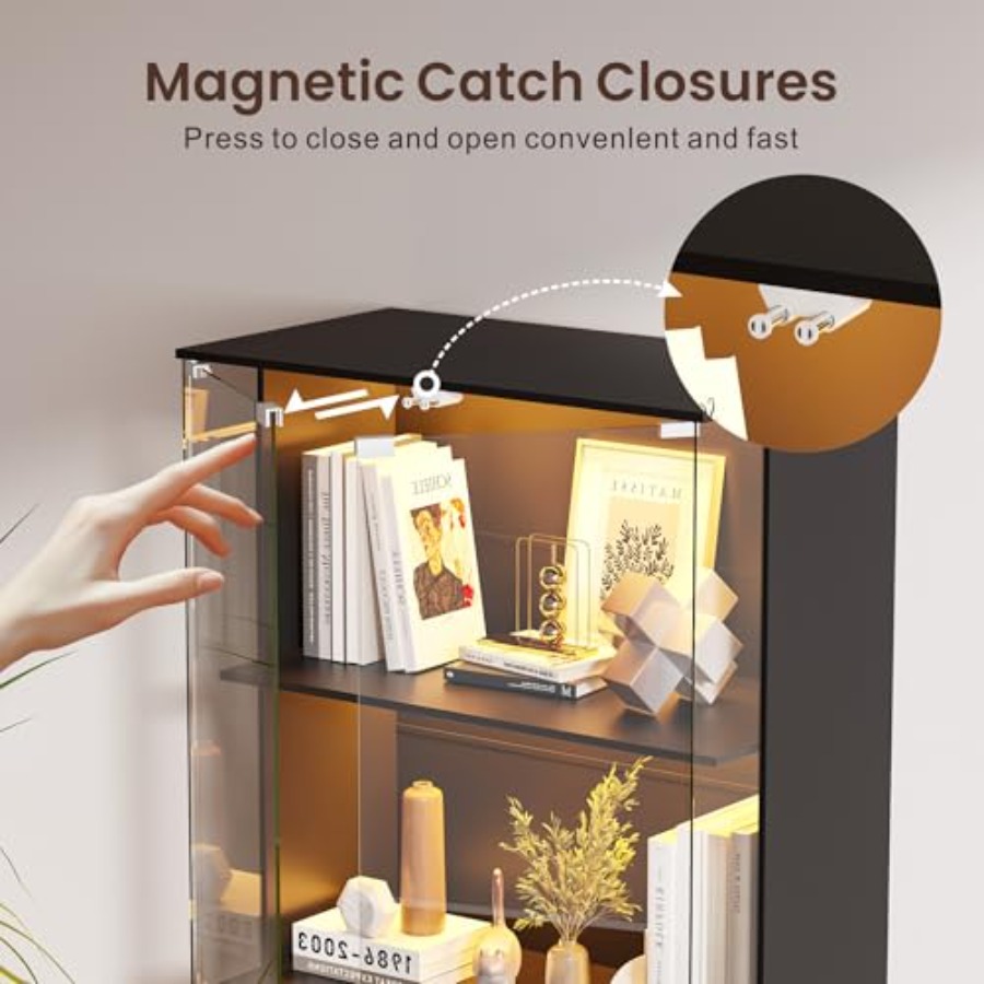 Black Display Cabinet with Gla - Glass Door Hinge review and price